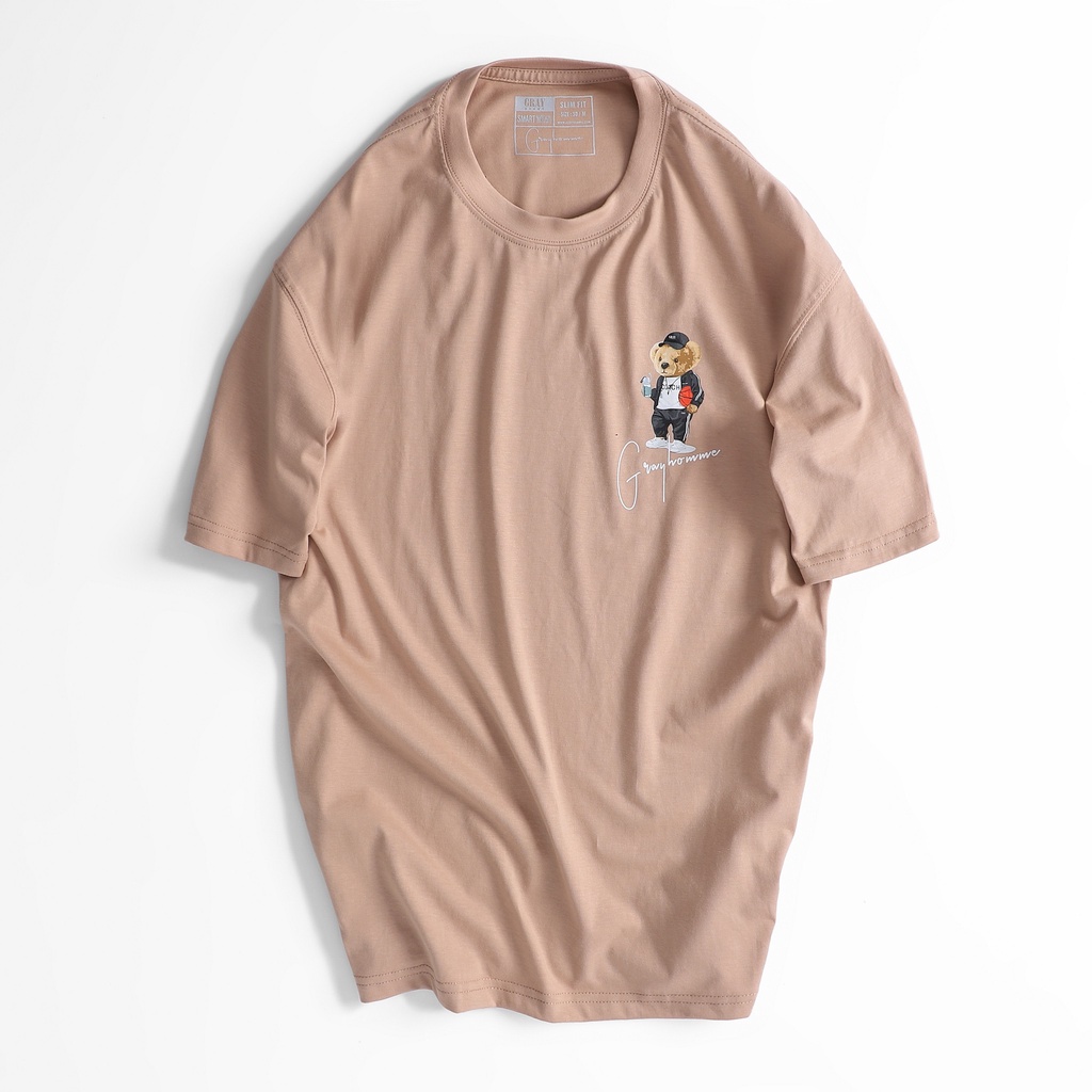 Áo thun nam nữ cổ tròn họa tiết Basketball Bear GRAYHOMME vải Cotton xu xịn dáng unisex - TSG201