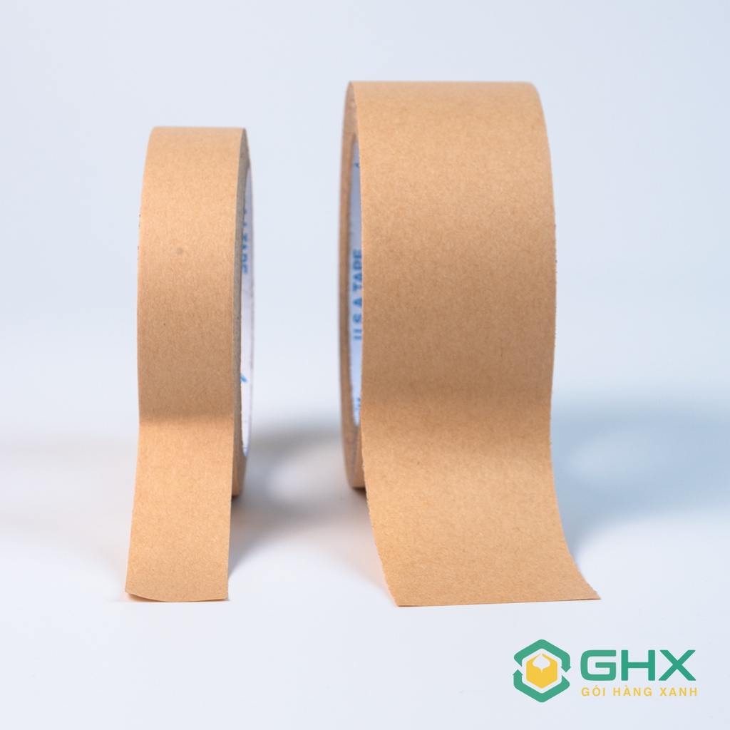 Băng keo Giấy Kraft da bò Gói hàng XANH GHX - Loại Tốt - Mặt nhám, chống thấm, viết chữ được - Thay băng keo trong nilon