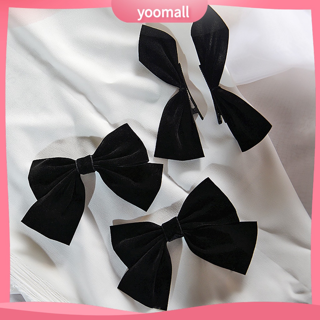 Kẹp Tóc Đính Nơ Co Giãn Màu Sắc Đơn Giản Xinh Xắn