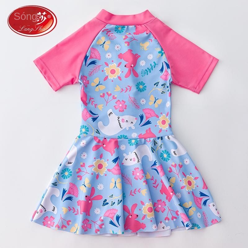 ✓Áo tắm trẻ em Langsha Cô gái Váy áo tắm một mảnh 2021 Cô gái bảo thủ mới Đồ bơi cho trẻ em mùa xuân nóng