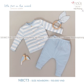 Bộ Quần Áo Cài Thẳng NB Kẻ Xanh To Nous (Size Sơ Sinh)