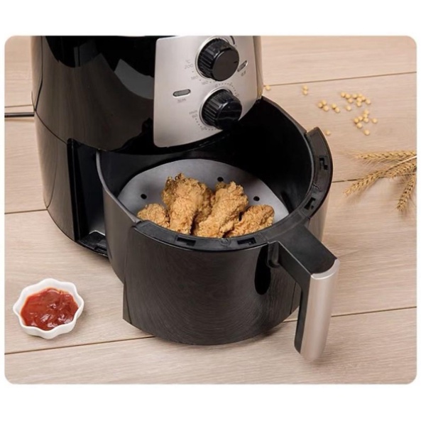 Xấp 100 tờ Giấy nến tròn đục lỗ dành cho nồi chiên không dầu, xửng hấp an toàn sức khỏe