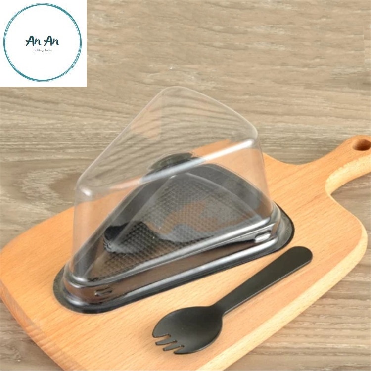 Hộp nhựa đựng bánh kem cắt miếng hình tam giác (set 10 bộ)