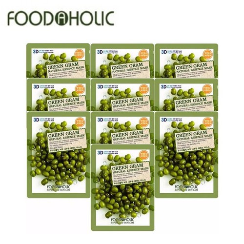 COMBO 03 MIẾNG MẶT NẠ ĐẬU XANH GREEN GRAM NATURAL ESSENCE MASK 3D FOODAHOLIC