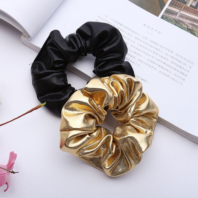 Dây Buộc Tóc Cao Su Giả Da Bản Rộng 10cm Co Giãn Cho Nữ