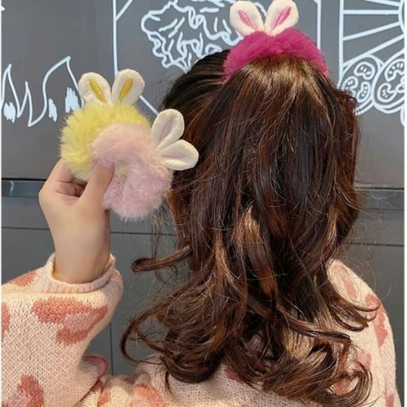 Dây buộc tóc tai thỏ thời trang cho giới trẻ nhiều màu cực cute dễ thương