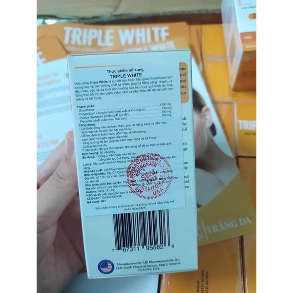 (HÀNG CHÍNH HÃNG) Viên Uống Triple White | Viên Uống Glutathione 1200mg | Thế Giới Skin Care