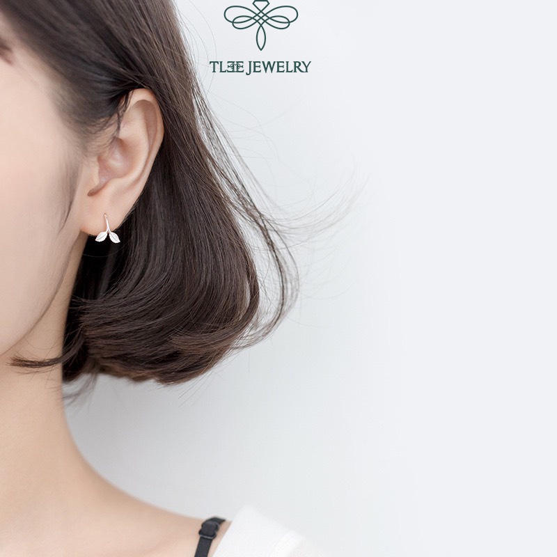 Khuyên tai bạc nữ TLEE lá ổi cá tính đơn giản TleeJewelry B0163