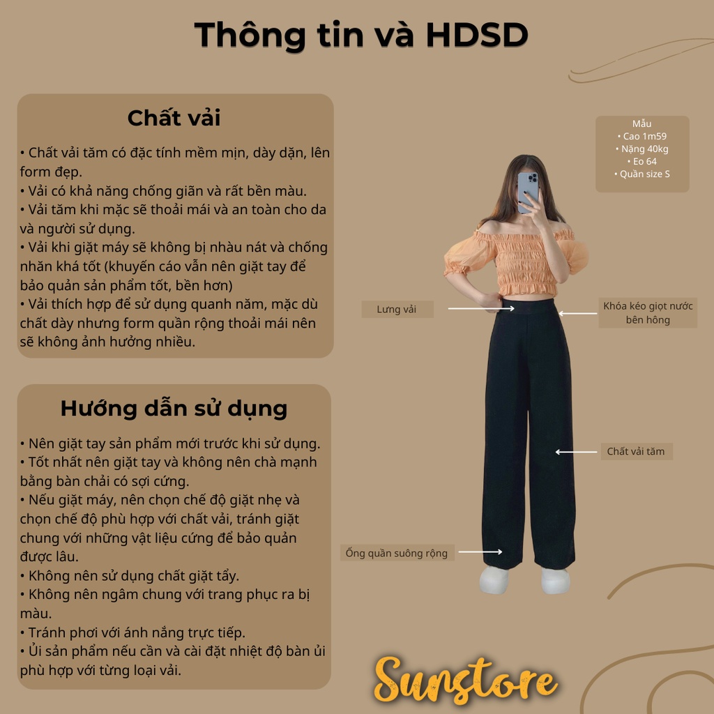 [Mã SKAMFSW175 giảm 10K đơn 50K] Quần ống rộng culottes suông dài chất dày cao cấp lưng cao 2 màu đen be hình thật