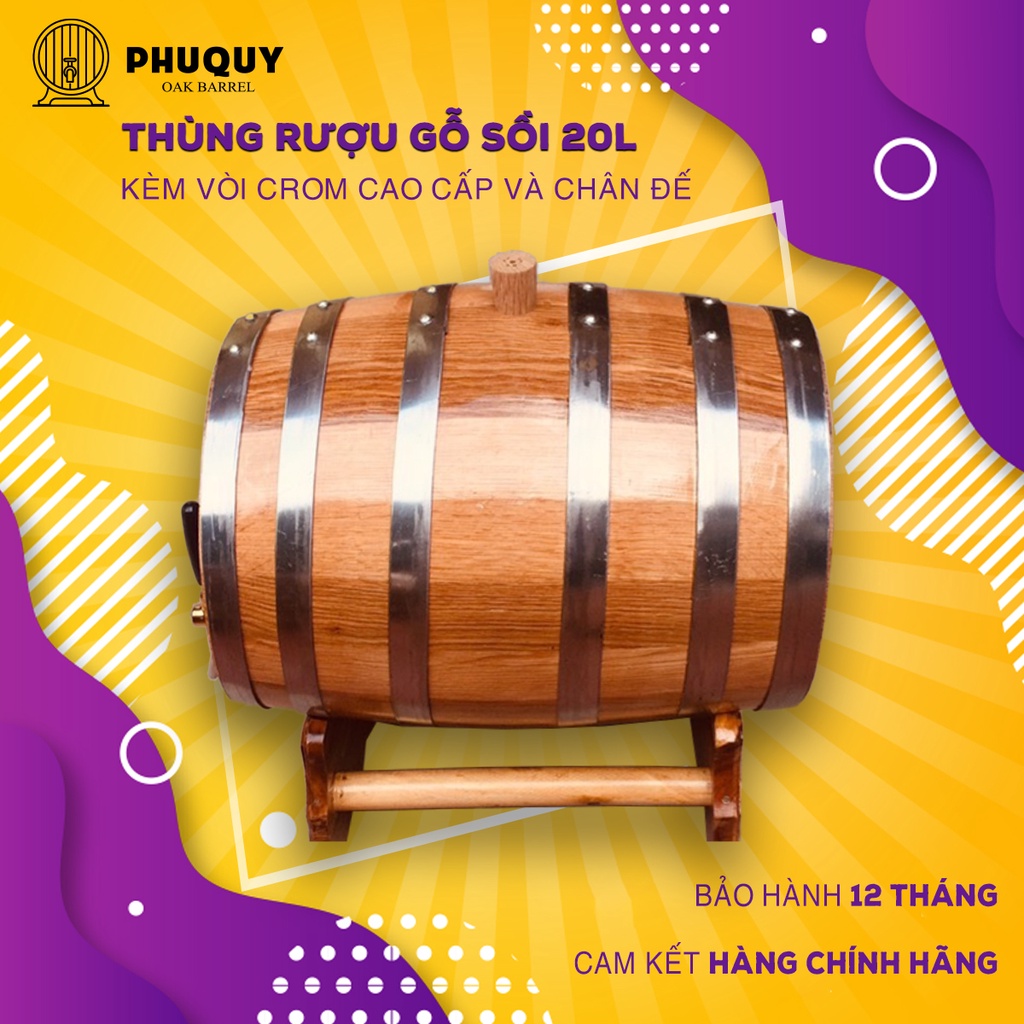 Thùng rượu gỗ sồi 20L cao cấp - gỗ sồi Nga nhập khẩu