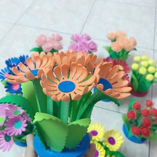 Khóm hoa 7 cm - trang trí lớp đồ dùng mầm non tự làm