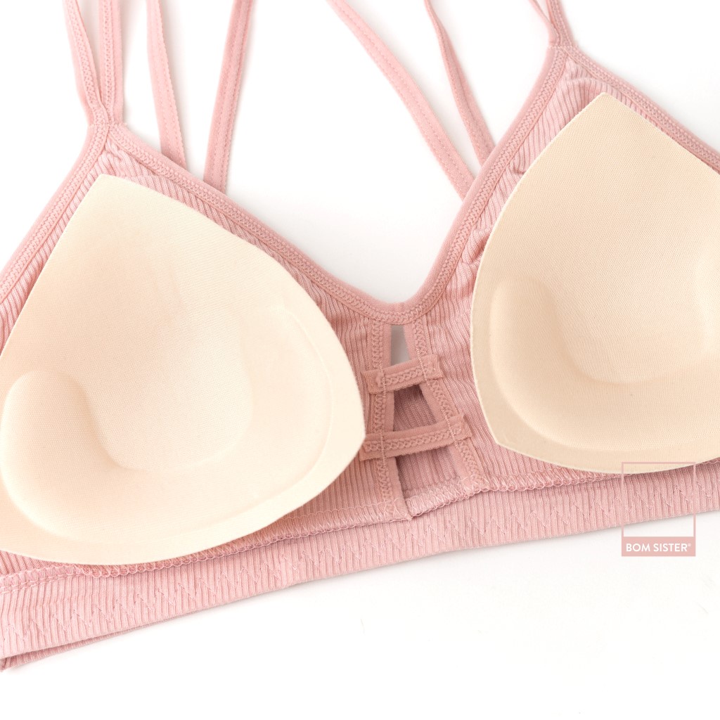 Áo lót thể thao không gọng mút mỏng màu trơn dây vai chéo mút tháo rời được nâng ngực tự nhiên BOM SISTER BR4007 | BigBuy360 - bigbuy360.vn