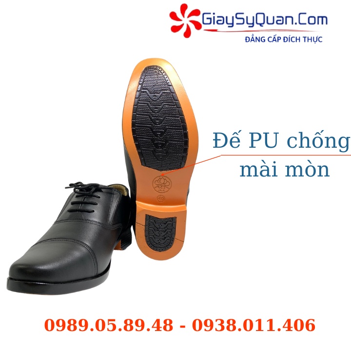 Giày tây nam da bò thật - Giày da nam công sở đế Pu chống mòn siêu bền, phong cách sang trọng Màu đen mã PN11