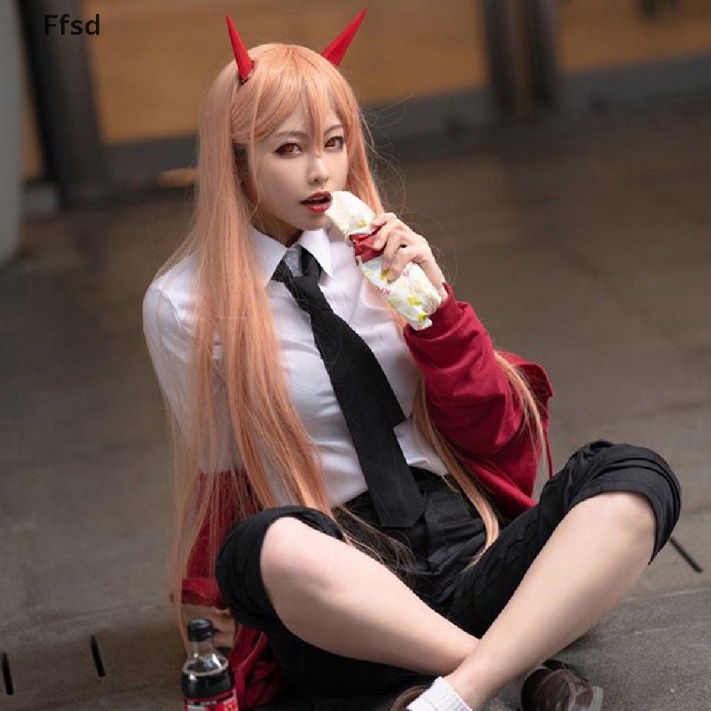 {Ffsd} Tóc Giả Cosplay Nhân Vật Anime Chainsaw Man Makima Angel demon Màu Cam Dài * Bán Chạy