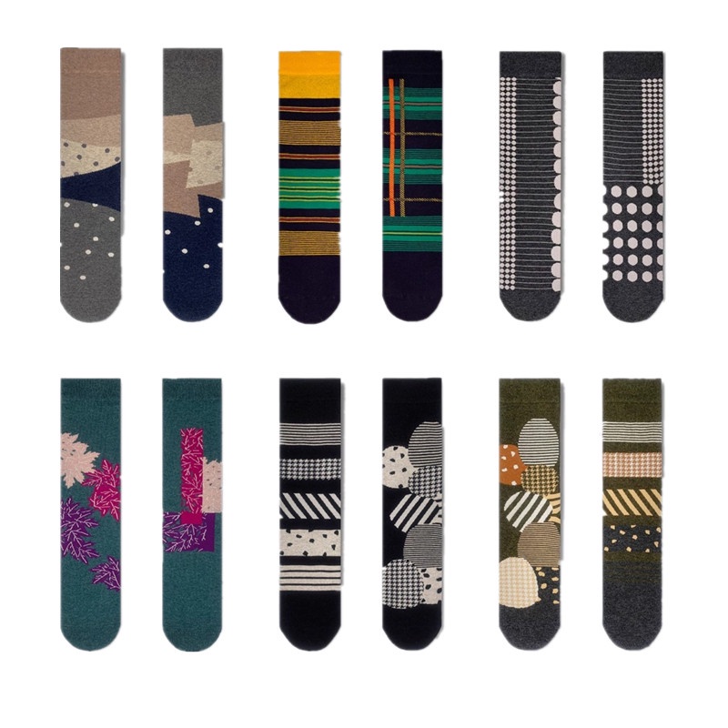 Đôi vớ WAFNHA D344 bằng cotton dày dặn phong cách cổ điển cá tính thời trang mùa đông dành cho các cặp đôi