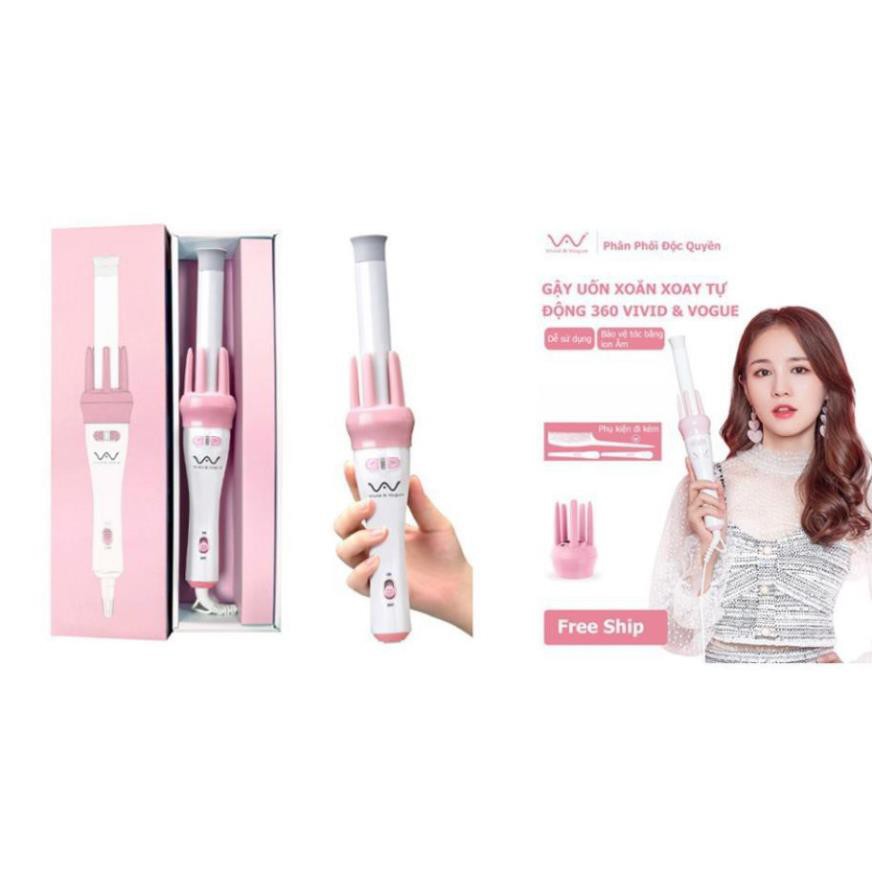 [DTT] Máy Uốn Tóc Mini VIVID & VOGUE ⚜️ FREESHIP⚜️Máy Uốn Tóc Tự  Xoay 360 độ Thiết Kế 4 Thanh Cuốn Tóc Vào