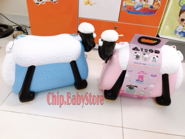 Vali Kéo kiêm xe chòi chân cao cấp hình cừu Shaun the Sheep