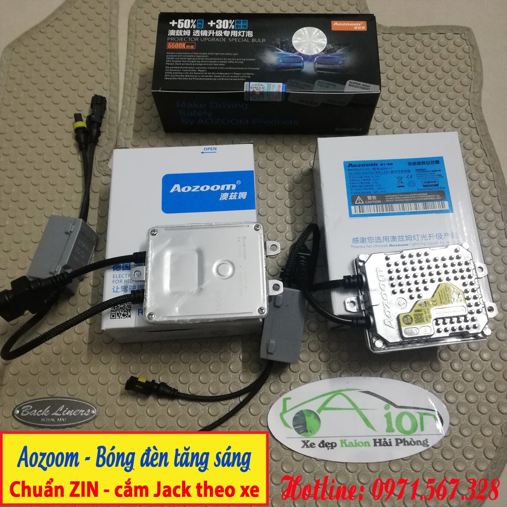 Bộ Xenon Aozoom H11 - bóng đèn tăng sáng  gồm 2 Ballast  và 2 bóng H11 4.300k/5.500k - Công nghệ Đức - Chính hãng