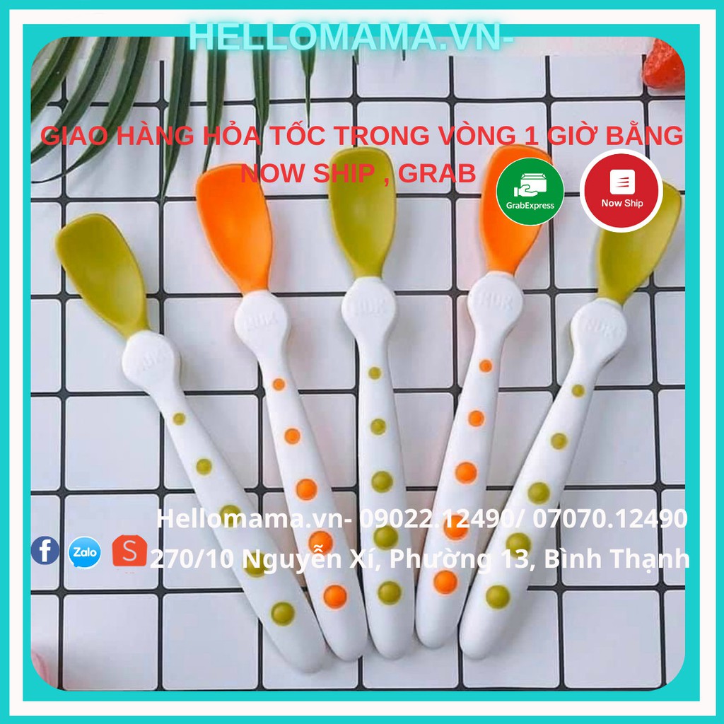 Muỗng/thìa  ăn dặm silicone NUK cho bé - chất silicone cao cấp, không chứa và sinh ra BPA trong quá trình sử dụng