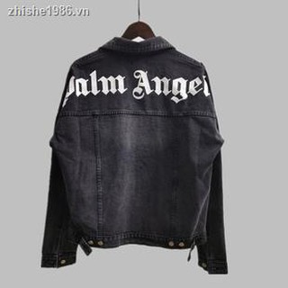 Áo khoác jeans phong cách hip hop in chữ Palm Angel cho nam nữ