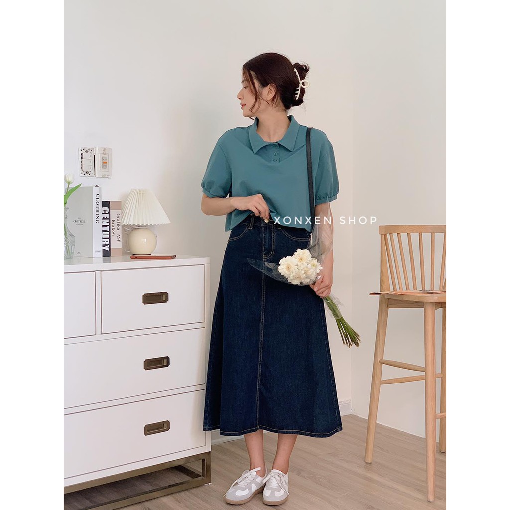 Áo thun polo nữ croptop chất cotton thoáng mát Xonxen shop free size mã 1143 | BigBuy360 - bigbuy360.vn