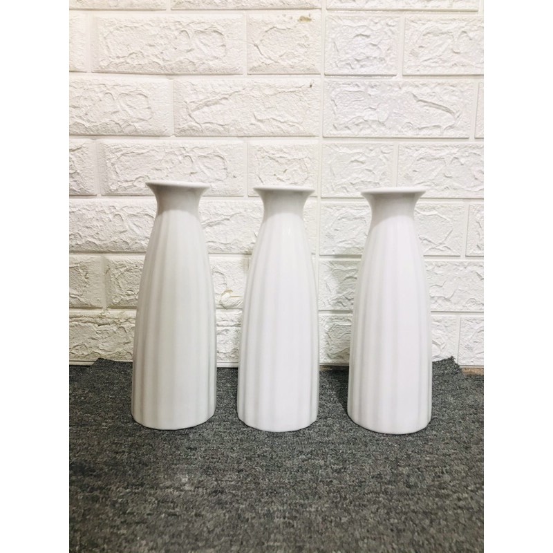Lọ hoa - lọ gốm trắng cắm hoa cao 27cm