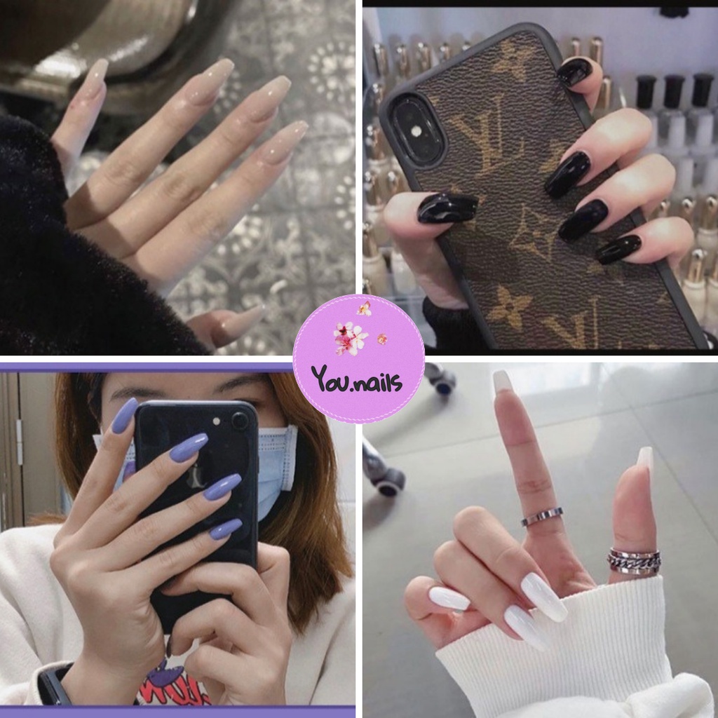 Móng tay giả trơn dài nhọn kèm keo YOU NAILS (Mã Ys01- Ys08)