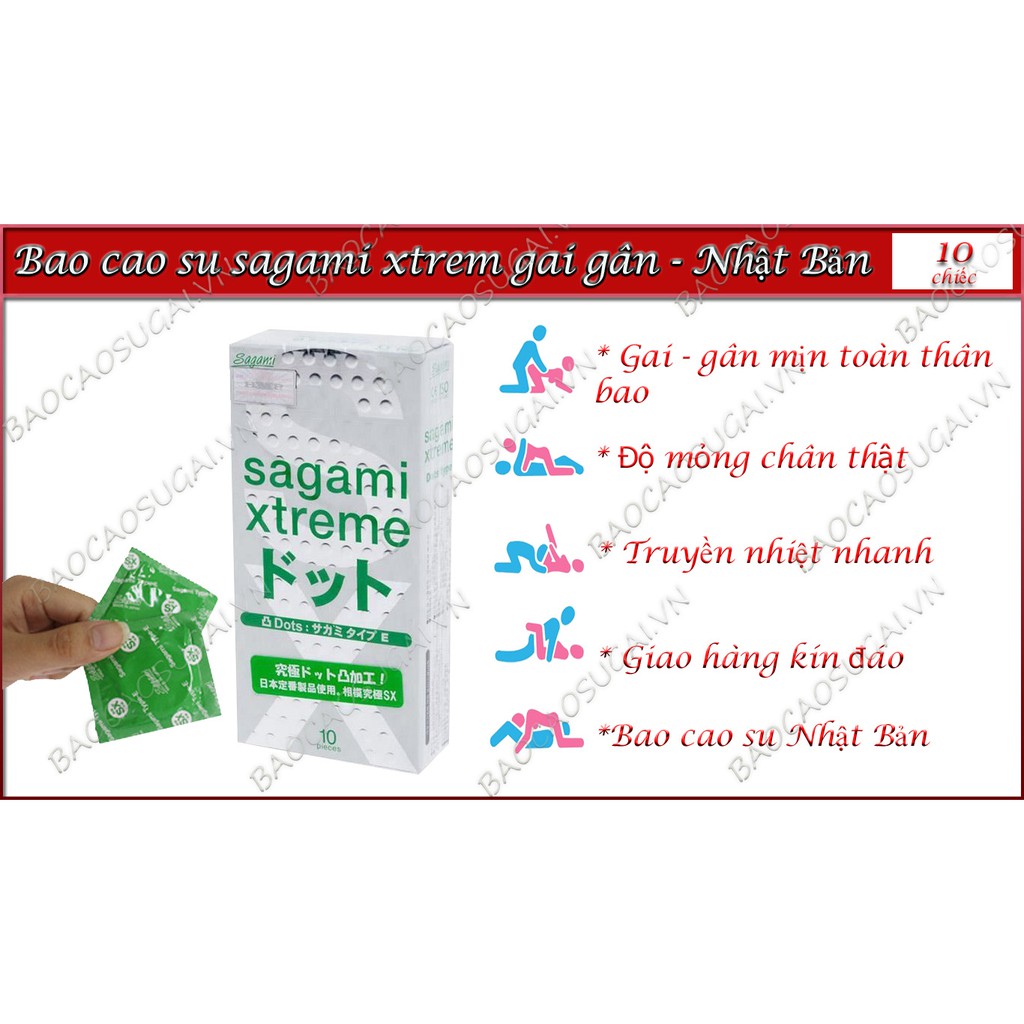 Bao cao su sagami xtrem gai gân - Nhật Bản hộp 1o psc