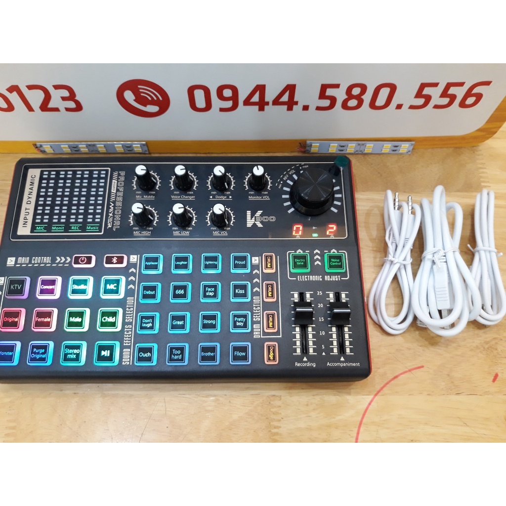 Sound Card Livestream K300. Thu Âm, Karaoke, Hiệu Ứng Tiếng Cười, Vỗ Tay, Autotune, Dễ Dàng Sử Dụng. Bảo Hành 12 Tháng