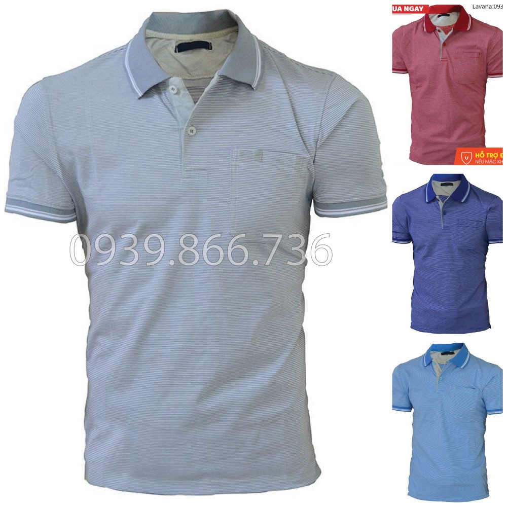 Áo Thun Polo Nam Có Túi  Trung Niên⚡️ Hàng VNXK ⚡️vải cá sấu Cotton xuất xịn -PL02 ÁO POLO NAM