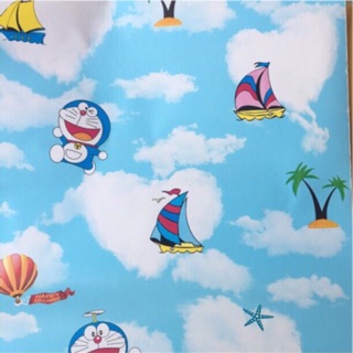 Giấy dán tường doraemon thuyền cây dừa khổ 10m x 45cm