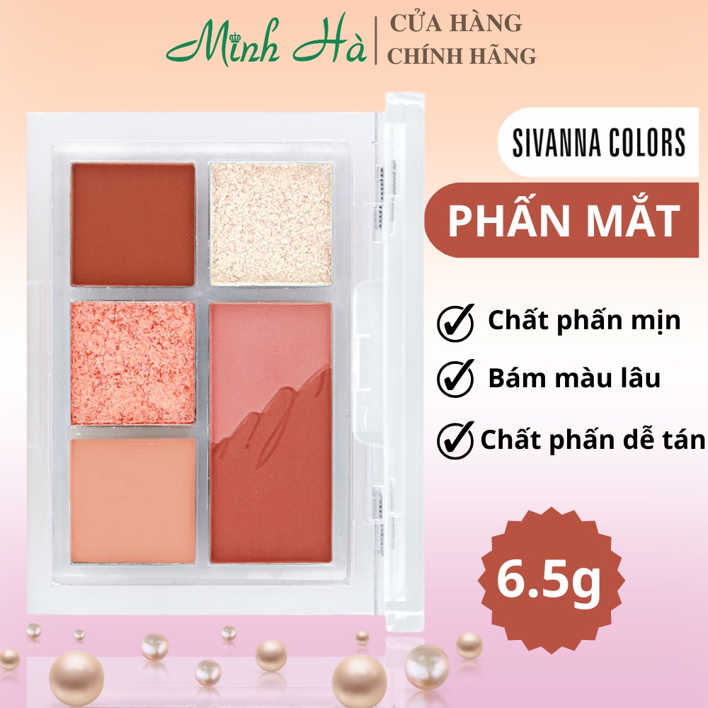 Phấn mắt Sivina Colors HF168 - Tone 04 Peach 6.5g bám màu lâu, dễ tán