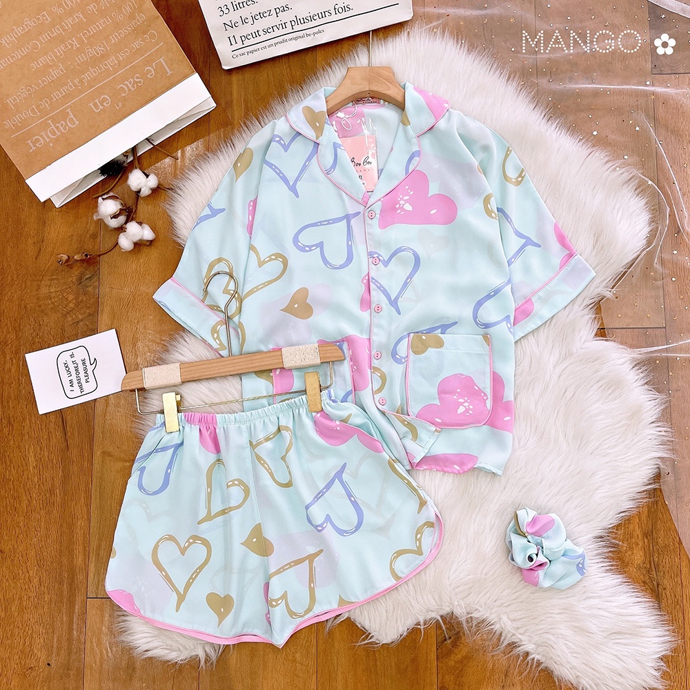 Bộ Đồ Ngủ Pijama Cộc Tay Dành Cho Bé Gái Từ Chất Liệu Lụa Mango - BPN26