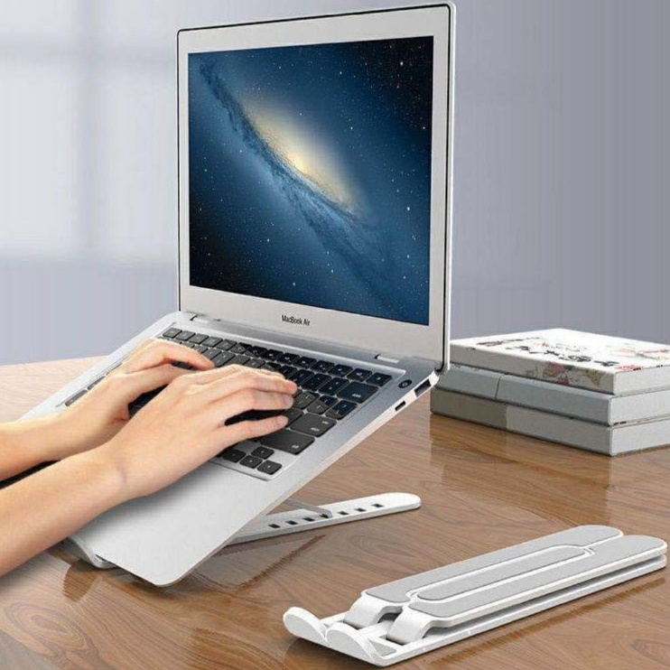 Giá đỡ laptop ipad chống đau lưng mỏi cổ, kệ đỡ máy tính nhựa ABS cao cấp tản nhiệt macbook gấp gọn tiện lợi