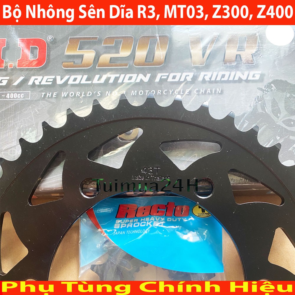 Bộ Nhông Sên phốt DID Oring 520VR 120ZB Steel xe Kawasaki z300, Ninja 300, MT03, Yamaha R3, Z400