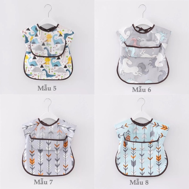 Áo yếm ăn dặm cao cấp có máng hứng trước ngực