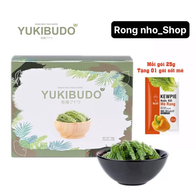 [CHÍNH HÃNG] Rong Nho Tách Nước YUKIBUDO  - Hộp 150g (6gói) - Tặng 2 gói sốt mè rang Siêu ngon