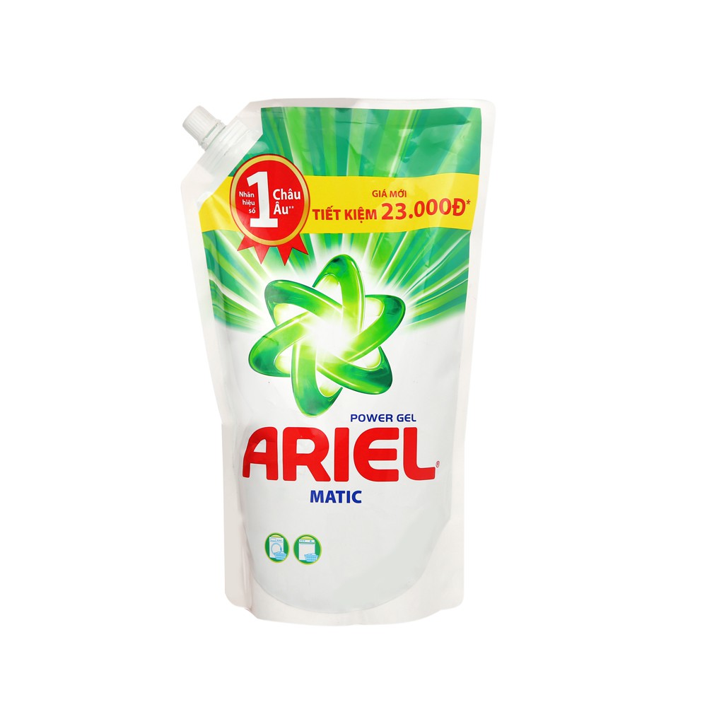 Nước giặt Ariel Matic tẩy sạch vết bẩn túi 1.3 lít