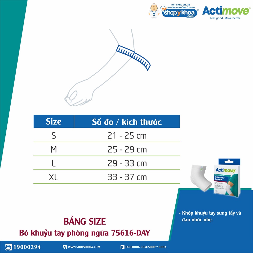 Bó Khuỷu Tay Phòng Ngừa Dạng Ống 75616-DAY, Màu Trắng [Actimove] - Nhập Khẩu Chính Hãng Châu Âu (1 Cái)