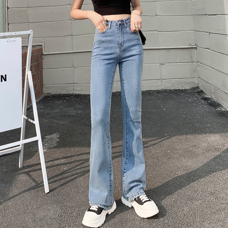 Quần bò jean nữ ống loe đứng rộng suông co giãn jeans cạp cao cao cấp Hottrend 2022 CHERRY T023 | BigBuy360 - bigbuy360.vn