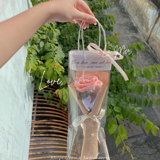 Bó hoa hồng len handmade kèm túi đựng làm quà tặng bạn gái, hoa tặng sinh nhật, hoa 8/3 20/10