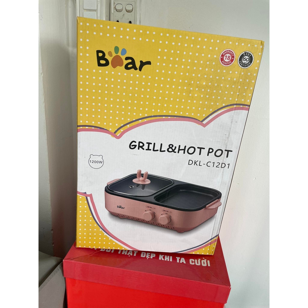 Nồi lẩu nướng 2 ngăn mini Bear DKL-C12D1