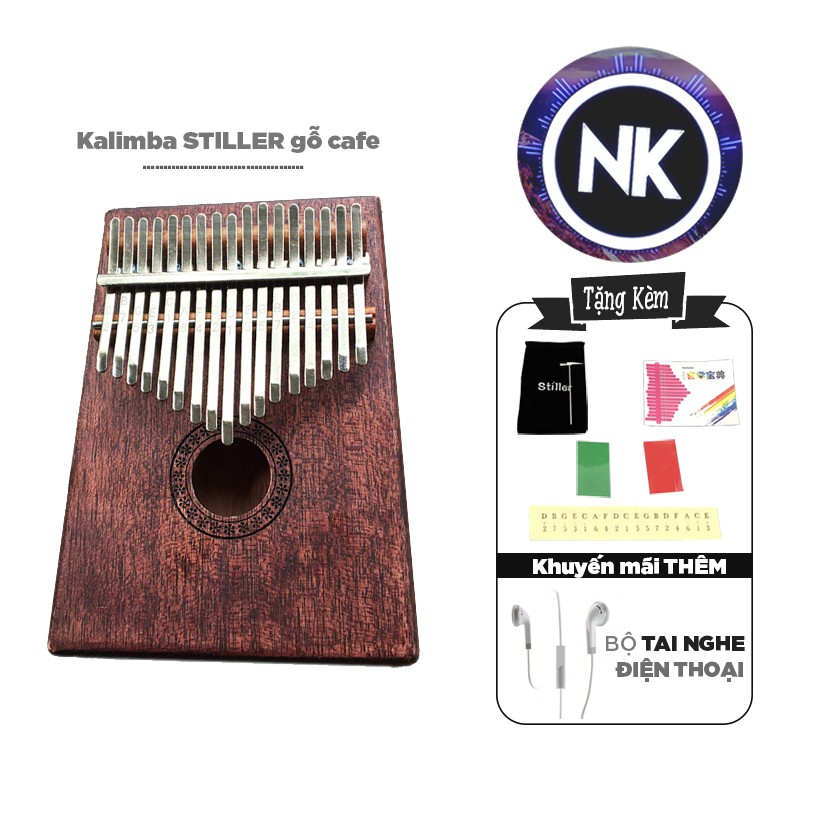 Đàn Kalimba Stiller 17 Phím Gỗ Cafe Tặng Kèm Tai Nghe Điện Thoại - Hàng Có Sẵn