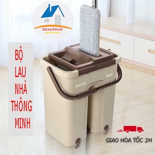 Bộ Cây Lau Nhà Tự Vắt Thông Minh Xoay 360 Cao Cấp Tặng 1 Bông Lau Thay Thế