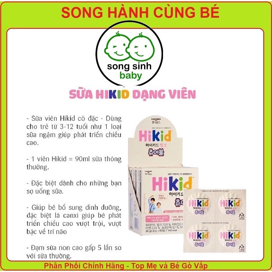 Sữa Hikid Viên Ngậm Dạng Kẹo Tăng Chiều Cao Cho Bé Từ 3 tuổi