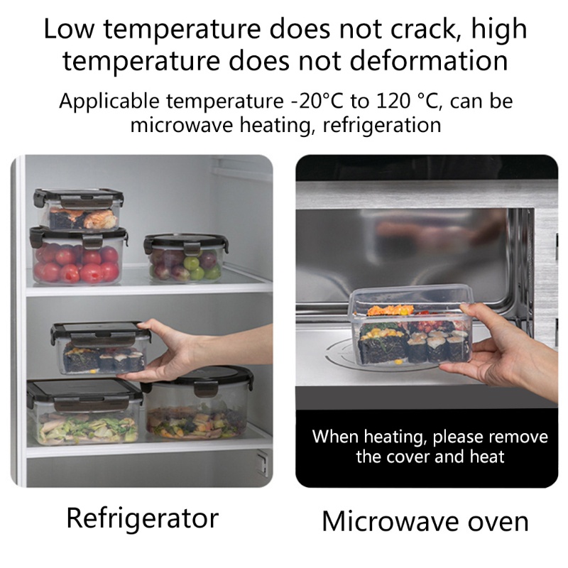 Hộp Đựng Thức Ăn Bằng Nhựa Có Nắp Đậy Kín Khí An Toàn Sắp Xếp Gọn Gàng Cho Lò Vi Sóng