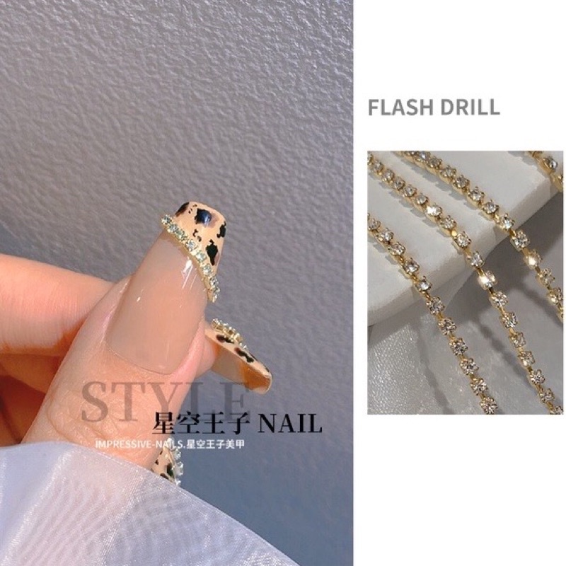 Dây xích đ.á siêu sáng trang trí móng làm nail