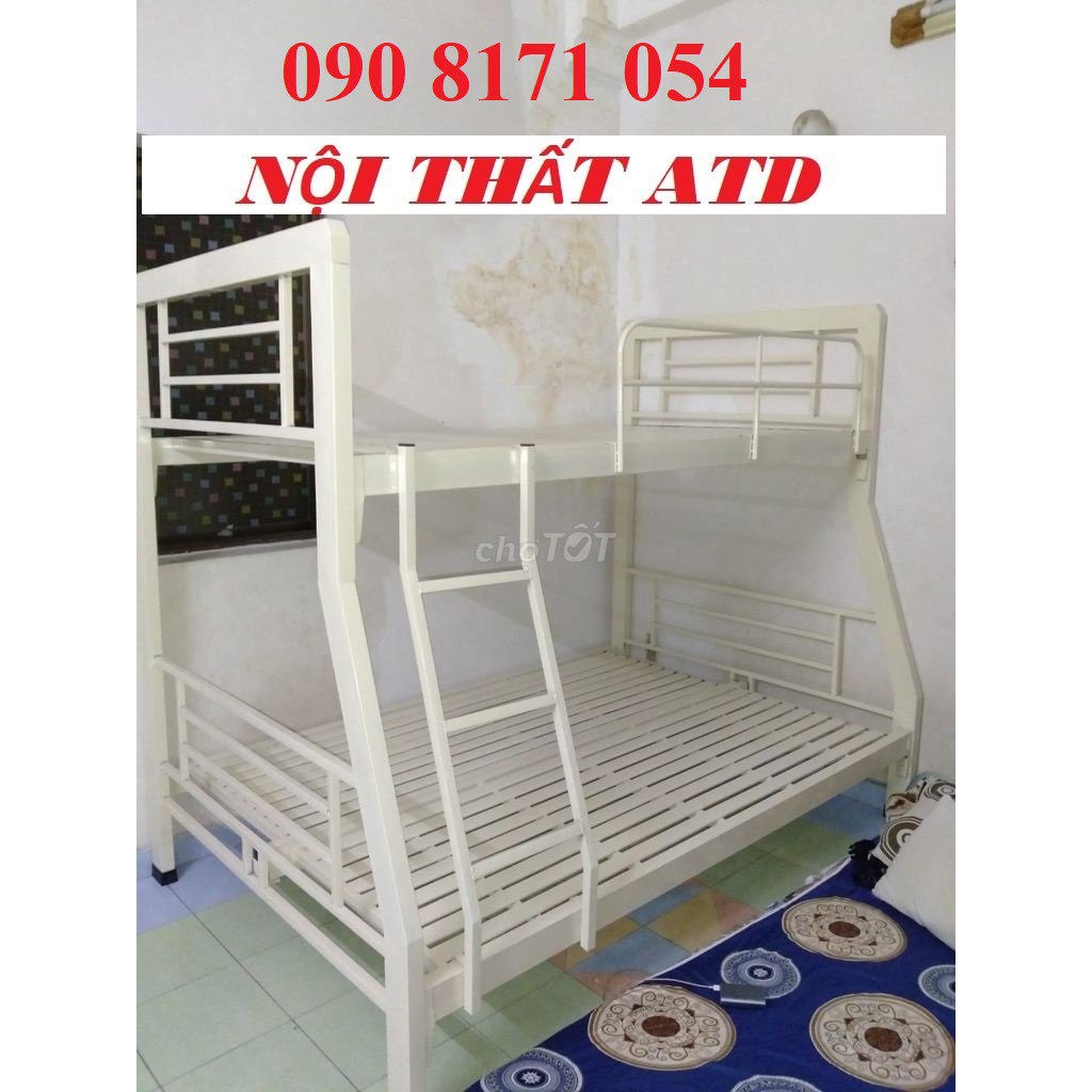 Giường sắt 2 tầng trên 1m2 dưới 1m4, hình ảnh thực tế, sắt dày dặn