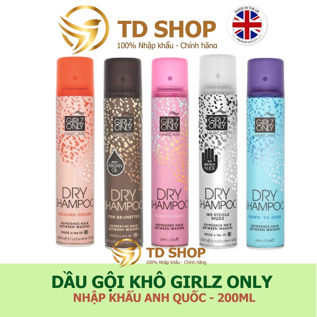 Dầu Gội Khô Girlz Only Party Nights / Dawn 'Til Dusk / Dazzling Volume / No Residue Nude 200ml - TD Shop