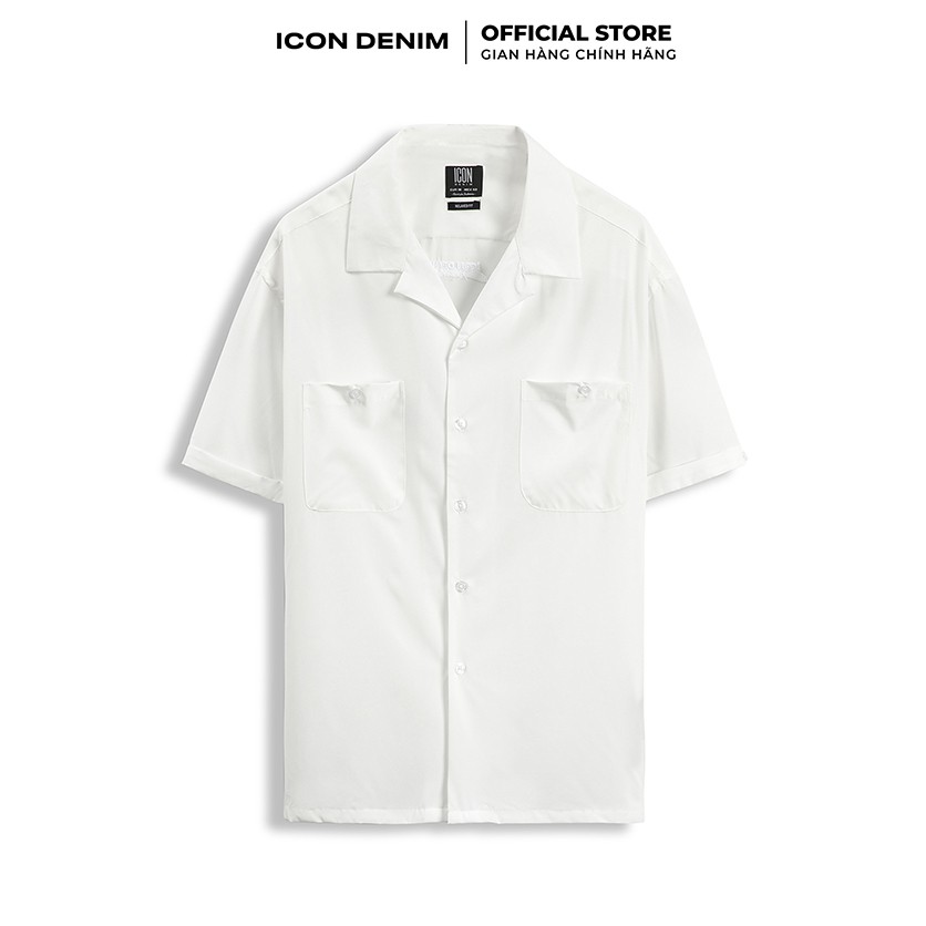 Áo Sơ Mi Nam ICON DENIM Tay Ngắn Cổ Vest Phối Lơ-Vê Relaxed-Fit | BigBuy360 - bigbuy360.vn
